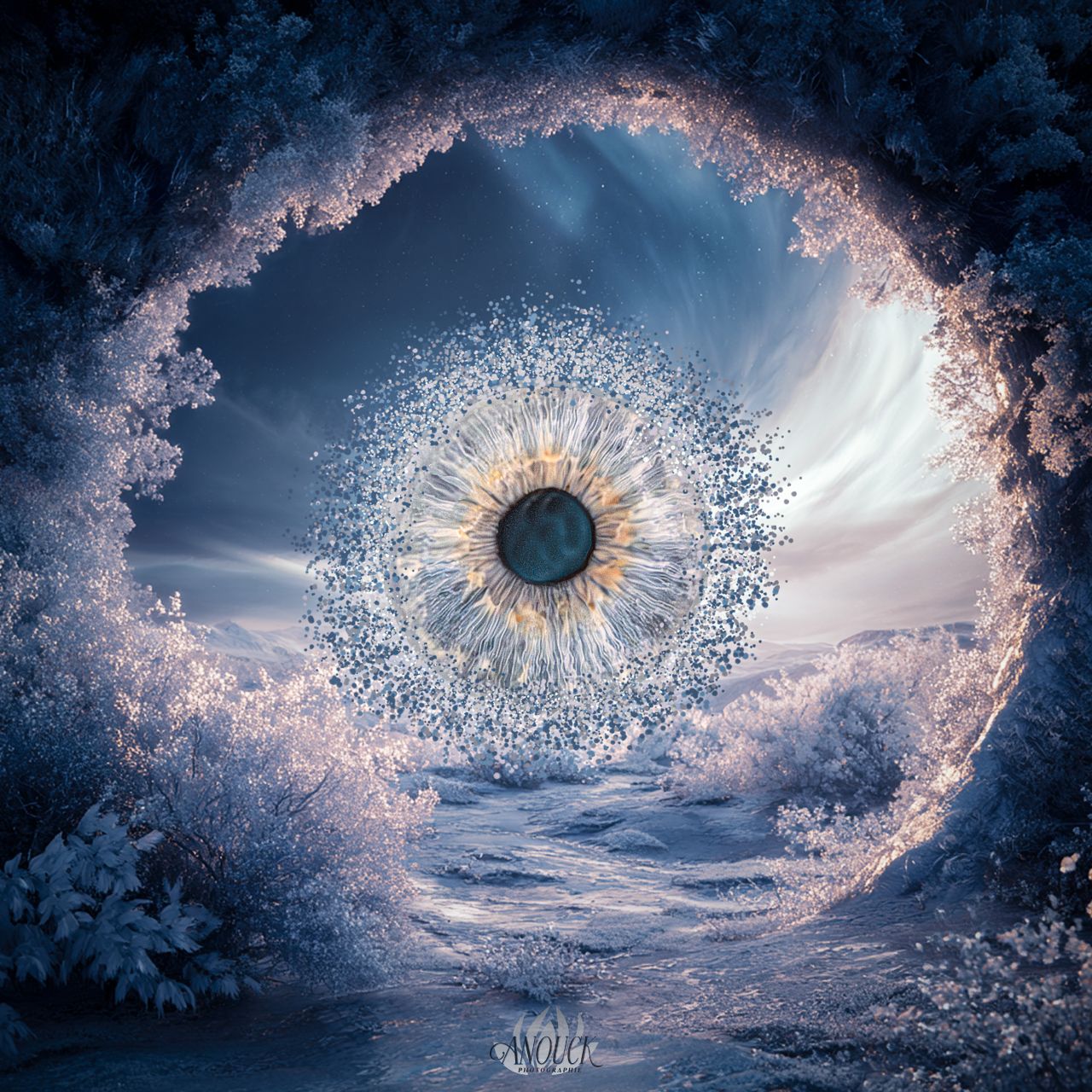 Photographie d’iris en macro avec rendu artistique